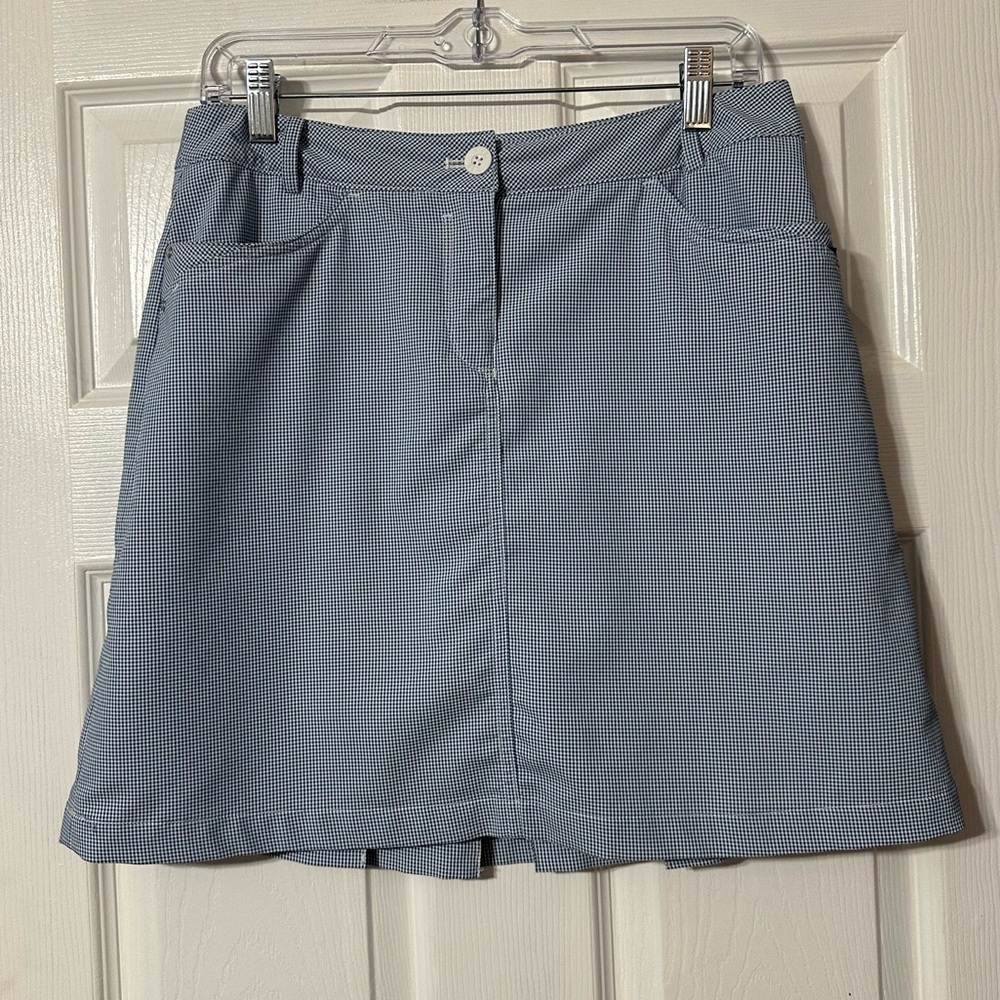 N Vo Chic Blue and White Checkered Golf Skort